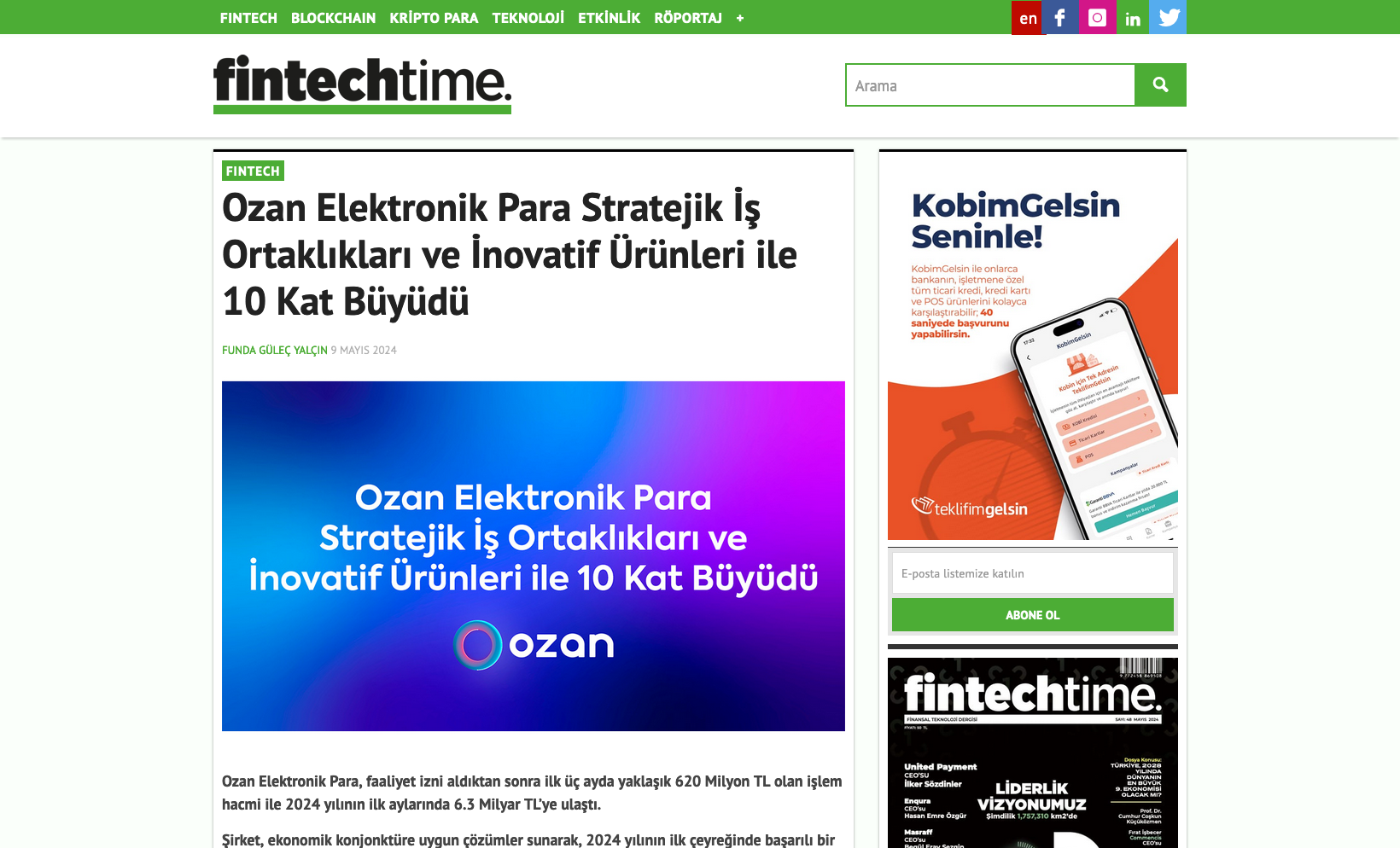 Fintechtime - Ozan Özerk, Ömer Suner, Ozan Elektronik Para