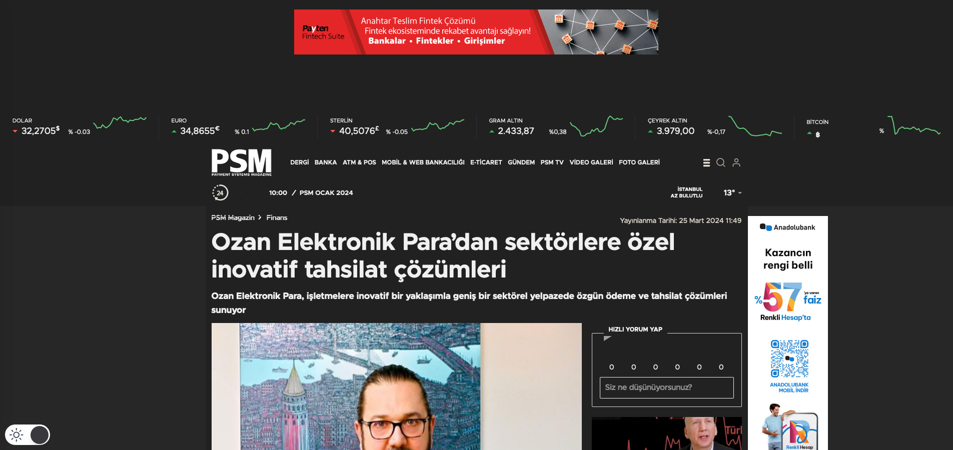 Psm Magazin - Ömer Suner, Ozan Elektronik Para